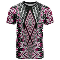 Pink Aotearoa Tukutuku and Poutama Motif T Shirt