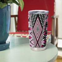 Pink Aotearoa Tukutuku and Poutama Motif Tumbler Cup