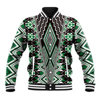 Green Aotearoa Tukutuku and Poutama Motif Baseball Jacket LT03 Unisex Green - Polynesian Pride