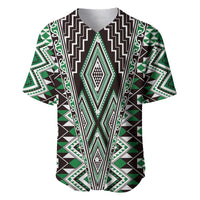 Green Aotearoa Tukutuku and Poutama Motif Baseball Jersey