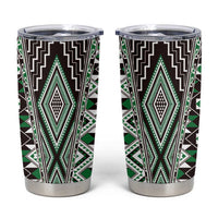 Green Aotearoa Tukutuku and Poutama Motif Tumbler Cup