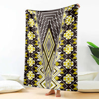 Yellow Aotearoa Tukutuku and Poutama Motif Blanket