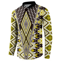 Yellow Aotearoa Tukutuku and Poutama Motif Button Sweatshirt
