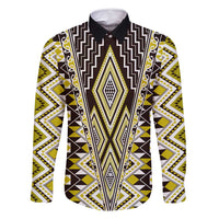 Yellow Aotearoa Tukutuku and Poutama Motif Family Matching Tank Maxi Dress and Hawaiian Shirt