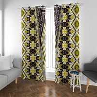 Yellow Aotearoa Tukutuku and Poutama Motif Window Curtain
