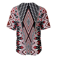 Red Aotearoa Tukutuku and Poutama Motif Baseball Jersey