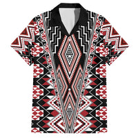 Red Aotearoa Tukutuku and Poutama Motif Family Matching Short Sleeve Bodycon Dress and Hawaiian Shirt