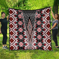 Red Aotearoa Tukutuku and Poutama Motif Quilt LT03 - Polynesian Pride