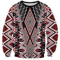 Red Aotearoa Tukutuku and Poutama Motif Sweatshirt