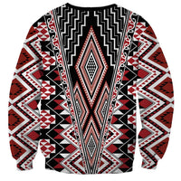Red Aotearoa Tukutuku and Poutama Motif Sweatshirt