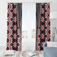 Red Aotearoa Tukutuku and Poutama Motif Window Curtain
