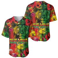 Hawaiian Reggae Baseball Jersey Tropical Plants and Tribal Kakau Tattoo-One Love Jawaiian