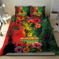 Hawaiian Reggae Bedding Set Tropical Plants and Tribal Kakau Tattoo-One Love Jawaiian