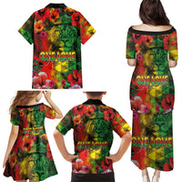 Hawaiian Reggae Family Matching Puletasi and Hawaiian Shirt Tropical Plants and Tribal Kakau Tattoo-One Love Jawaiian