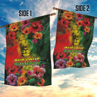 Hawaiian Reggae Garden Flag Tropical Plants and Tribal Kakau Tattoo-One Love Jawaiian
