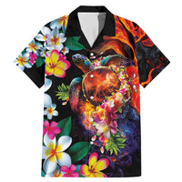 Hawaiian Lei Day Family Matching Mermaid Dress and Hawaiian Shirt Colorful Plumeria and Volcanic Turtle with Abstract Lava Texture