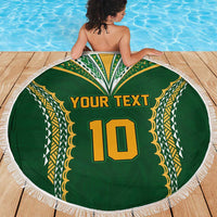 Custom Cook Islands Rugby League Beach Blanket Tatau Tribal Pattern-Special Edition Green Color