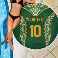 Custom Cook Islands Rugby League Beach Blanket Tatau Tribal Pattern-Special Edition Green Color