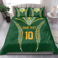 Custom Cook Islands Rugby League Bedding Set Tatau Tribal Pattern-Special Edition Green Color