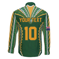 Custom Cook Islands Rugby League Family Matching Summer Maxi Dress and Hawaiian Shirt Tatau Tribal Pattern-Special Edition Green Color