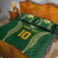 Custom Cook Islands Rugby League Quilt Bed Set Tatau Tribal Pattern-Special Edition Green Color