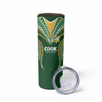 Custom Cook Island Rugby League 2025 Skinny Tumbler Tatau Tribal Pattern-Special Edition Green Color