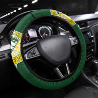 Cook Islands Rugby League Steering Wheel Cover Tatau Tribal Pattern-Special Edition Green Color