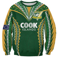 Custom Cook Islands Rugby League Sweatshirt Tatau Tribal Pattern-Special Edition Green Color