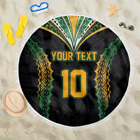Custom Cook Islands Rugby League Beach Blanket Tatau Tribal Pattern-Special Edition Black Color
