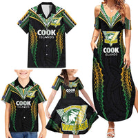 Custom Cook Islands Rugby League Family Matching Summer Maxi Dress and Hawaiian Shirt Tatau Tribal Pattern-Special Edition Black Color