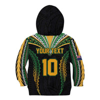 Custom Cook Islands Rugby League Kid Hoodie Tatau Tribal Pattern-Special Edition Black Color