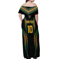 Custom Cook Islands Rugby League Off Shoulder Maxi Dress Tatau Tribal Pattern-Special Edition Black Color