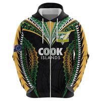 Custom Cook Islands Rugby League Zip Hoodie Tatau Tribal Pattern-Special Edition Black Color