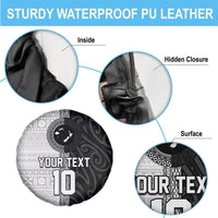 Custom Fiji and New Zealand Rugby Spare Tire Cover Tapa Mix Maori Pattern