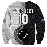 Custom Fiji and New Zealand Rugby Sweatshirt Tapa Mix Maori Pattern