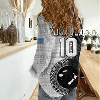 Custom Fiji and New Zealand Rugby Women Casual Shirt Tapa Mix Maori Pattern