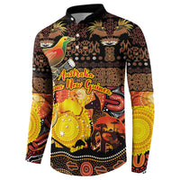 Personalized Australia and Papua New Guinea Together Button Sweatshirt Kangaroo Aboriginal Art and Bird-of-paradise Oro Tribal Motifs LT03 - Polynesian Pride