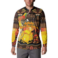 Personalized Australia and Papua New Guinea Together Button Sweatshirt Kangaroo Aboriginal Art and Bird-of-paradise Oro Tribal Motifs LT03 - Polynesian Pride
