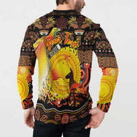 Personalized Australia and Papua New Guinea Together Button Sweatshirt Kangaroo Aboriginal Art and Bird-of-paradise Oro Tribal Motifs LT03 - Polynesian Pride