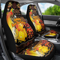 Australia and Papua New Guinea Together Car Seat Cover Kangaroo Aboriginal Art and Bird-of-paradise Oro Tribal Motifs - Polynesian Pride
