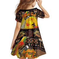 Personalized Australia and Papua New Guinea Together Family Matching Off Shoulder Maxi Dress and Hawaiian Shirt Kangaroo Aboriginal Art and Bird-of-paradise Oro Tribal Motifs LT03 - Polynesian Pride