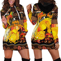 Personalized Australia and Papua New Guinea Together Hoodie Dress Kangaroo Aboriginal Art and Bird-of-paradise Oro Tribal Motifs - Polynesian Pride