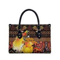 Australia and Papua New Guinea Together Leather Bag Kangaroo Aboriginal Art and Bird-of-paradise Oro Tribal Motifs - Polynesian Pride
