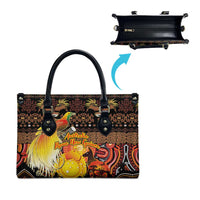 Australia and Papua New Guinea Together Leather Bag Kangaroo Aboriginal Art and Bird-of-paradise Oro Tribal Motifs - Polynesian Pride