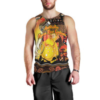 Personalized Australia and Papua New Guinea Together Men Tank Top Kangaroo Aboriginal Art and Bird-of-paradise Oro Tribal Motifs - Polynesian Pride
