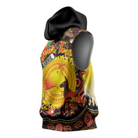 Personalized Australia and Papua New Guinea Together Sleeveless Hoodie Kangaroo Aboriginal Art and Bird-of-paradise Oro Tribal Motifs - Polynesian Pride