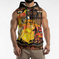 Personalized Australia and Papua New Guinea Together Sleeveless Hoodie Kangaroo Aboriginal Art and Bird-of-paradise Oro Tribal Motifs - Polynesian Pride