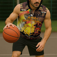 Personalized Australia and Papua New Guinea Together Sleeveless Zip Hoodie Kangaroo Aboriginal Art and Bird-of-paradise Oro Tribal Motifs - Polynesian Pride