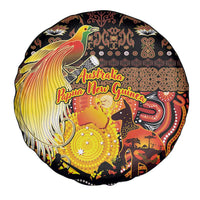 Australia and Papua New Guinea Together Spare Tire Cover Kangaroo Aboriginal Art and Bird-of-paradise Oro Tribal Motifs - Polynesian Pride