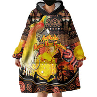 Personalized Australia and Papua New Guinea Together Wearable Blanket Hoodie Kangaroo Aboriginal Art and Bird-of-paradise Oro Tribal Motifs - Polynesian Pride